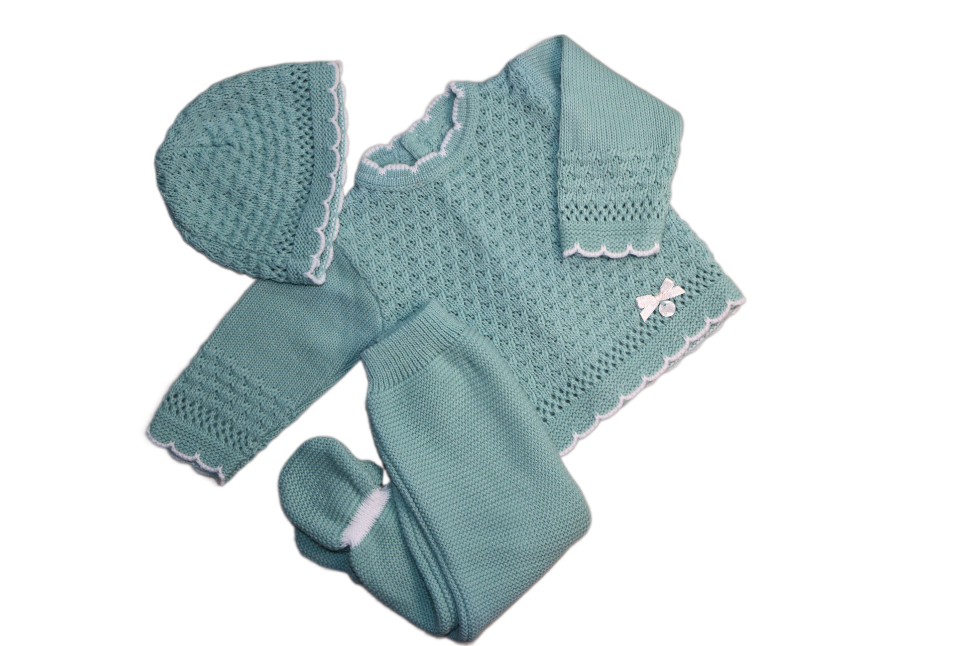 Clobies | Conjunto de Malha com detalhes e laço para Bebé Menina, Bebé Menino de 1 - 3 meses