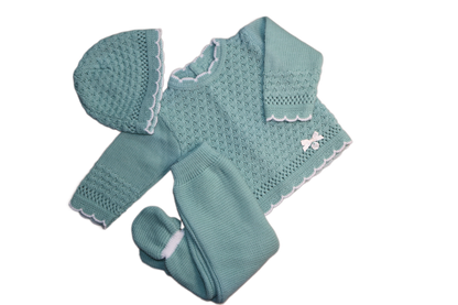 Clobies | Conjunto de Malha com detalhes e laço para Bebé Menina, Bebé Menino de 1 - 3 meses