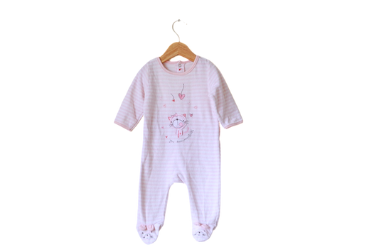 Babygrow c/ pés para Bebé Menina de 3 - 6 meses | Clobies